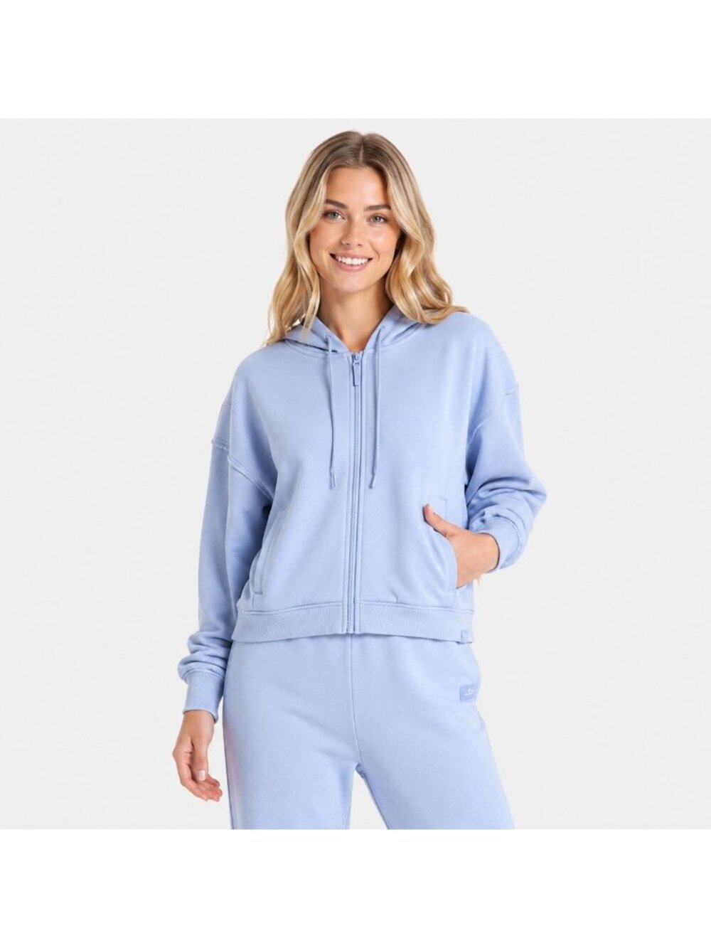 JoyLab - Large Women's French Terry Full Zip Cropped-Fit Hoodie Sweatshirt